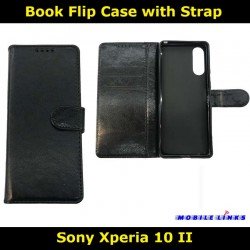 Book Flip Case with Strap For Sony Xperia 10 II XQ-AU51 Slim Fit Look